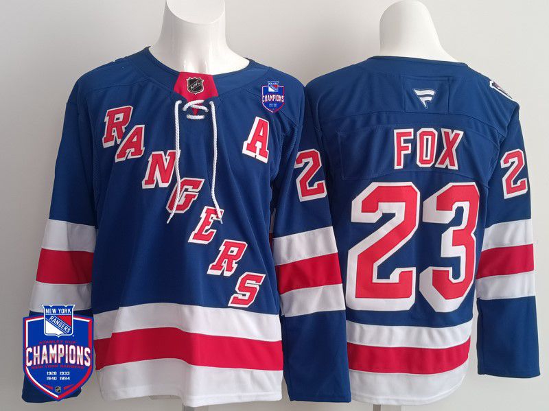 Men New York Rangers #23 Fox Blue 2025 Fanatics Home Premium NHL Jersey style 1